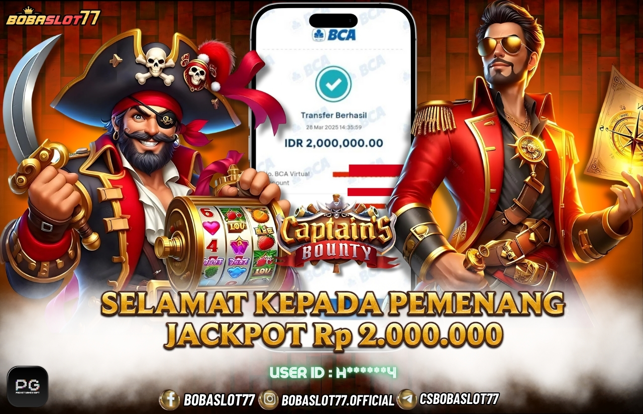 Selamat kepada id : H******4 Wede Rp 2.000.000 di Game CAPTAIN OF BOUNTY Cair Gk Sampe 1 Menit! Menang Mudah di Bobaslot77